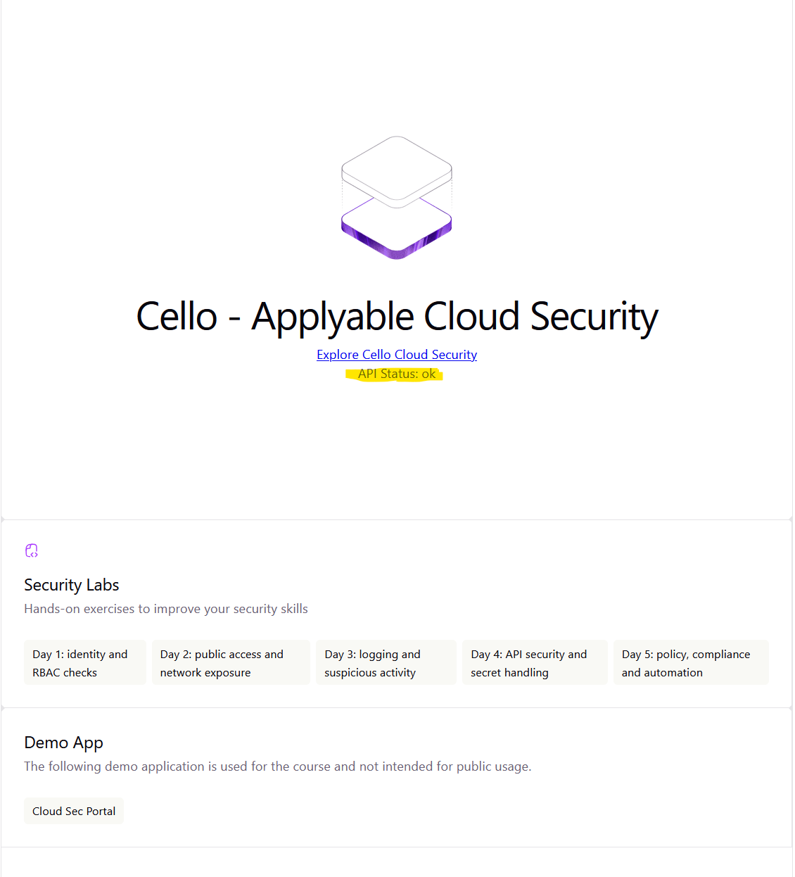 Demo Web App with a API Status: OK!