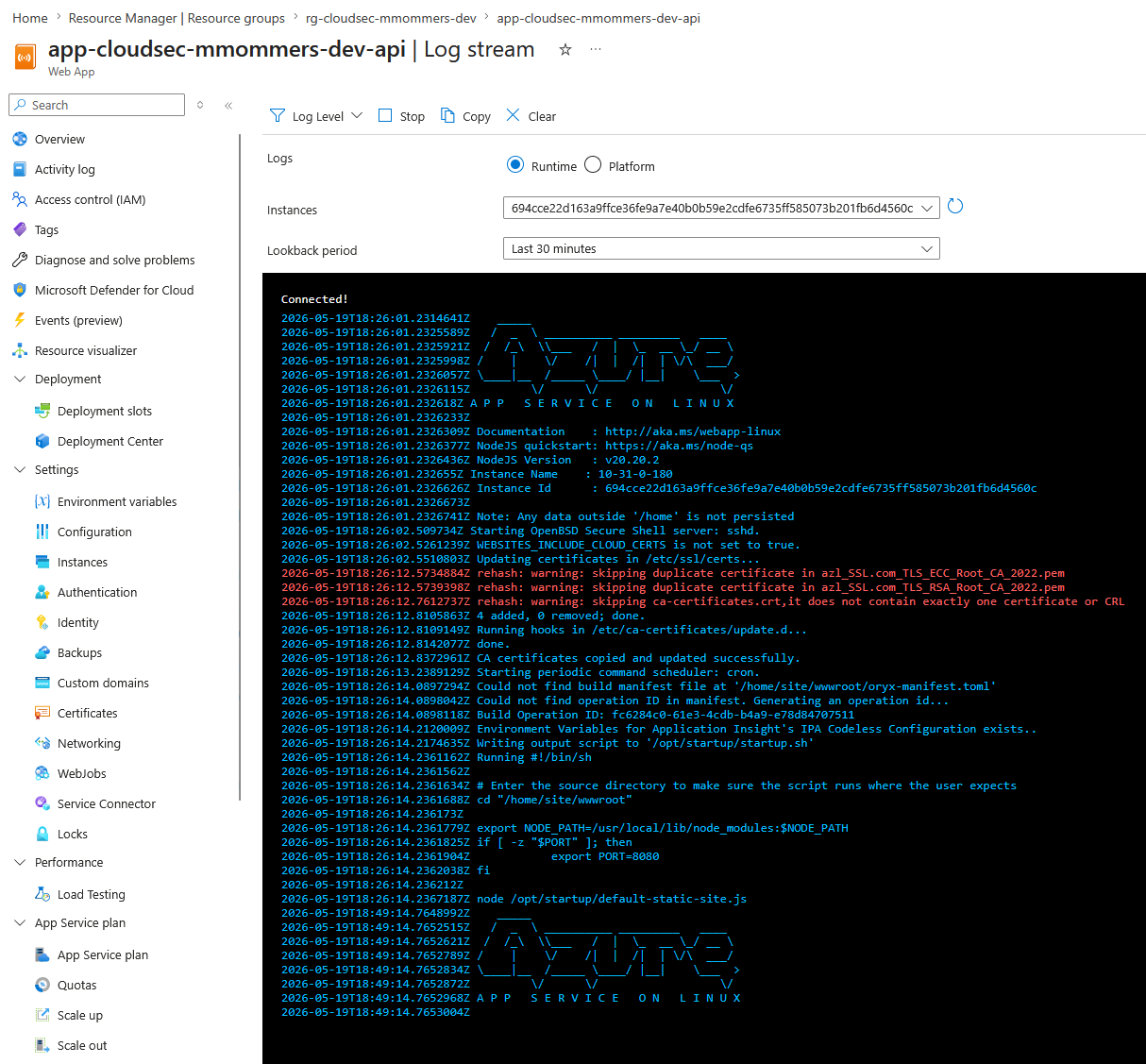 Logs example