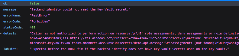 API Error on secret-demo