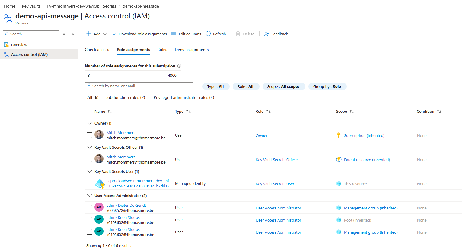 IAM for demo-api-message