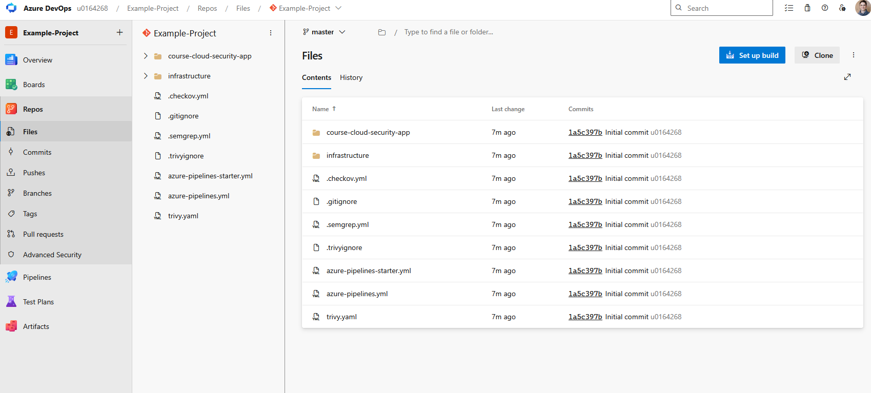 Starter files in Azure Devops Repo
